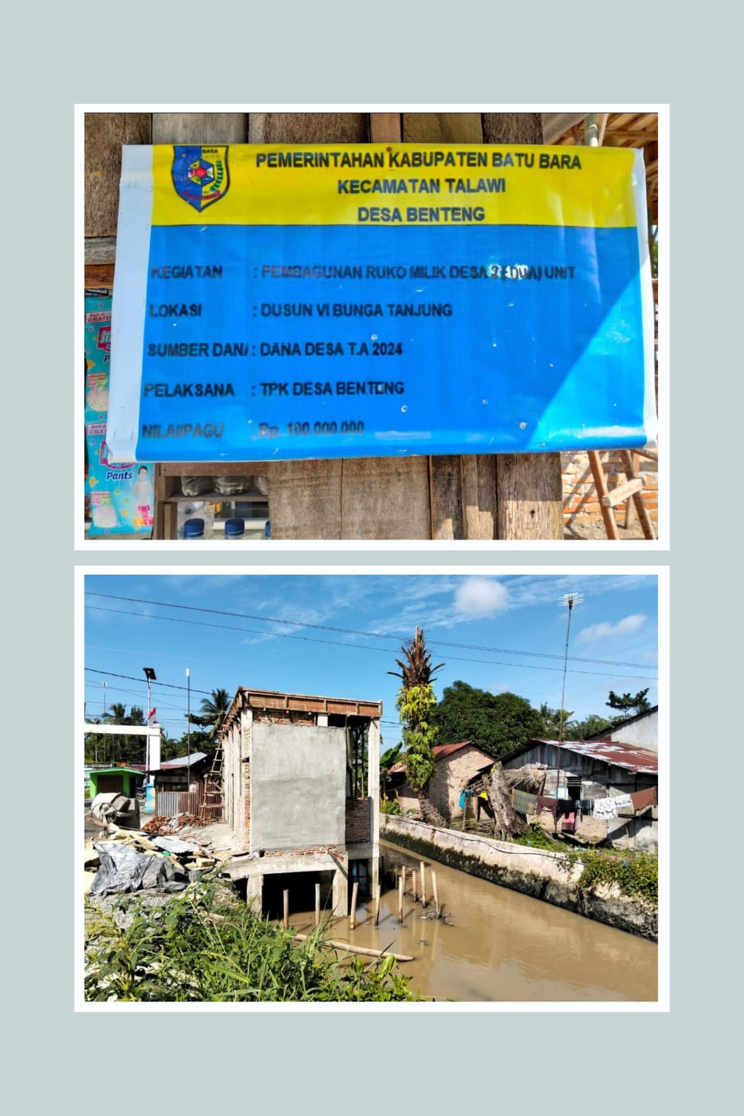 Di Bangun Di Atas Aliran Sungai,Pembangunan 2 Unit Ruko Desa Benteng diduga Kuat Langgar Peraturan.. 
