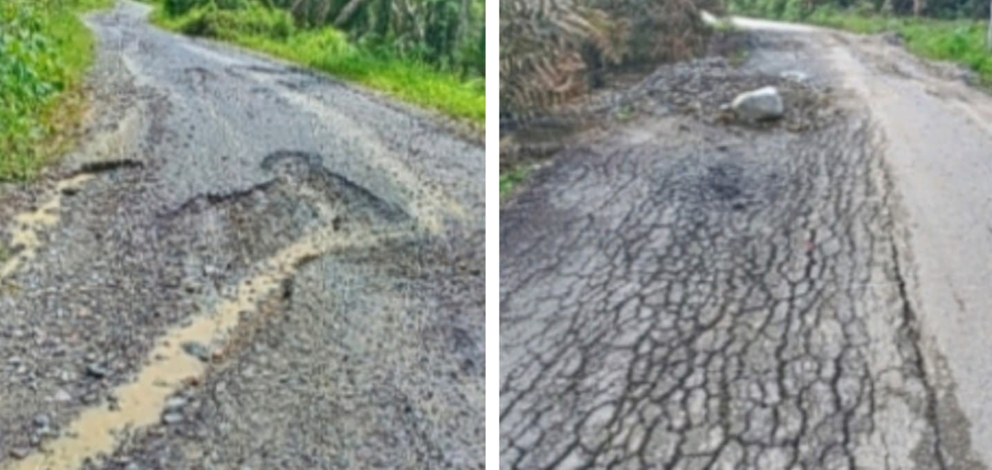 Dampak Perusakan Lingkungan dan Galian C Diduga Illegal, Sejumlah Jalan Hotmix di Desa Pematang Labura Kupak-Kapik