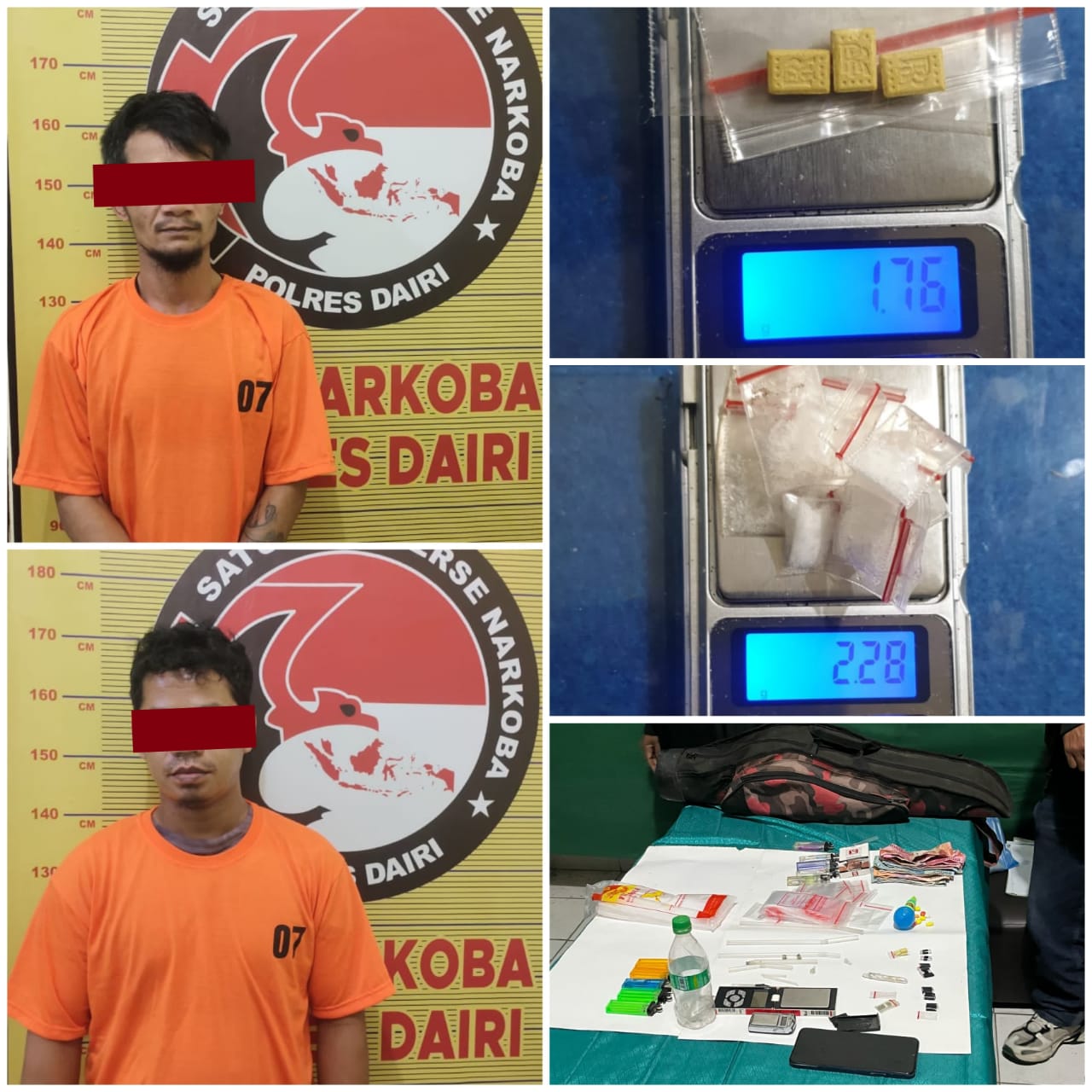 Sat Narkoba Polres Dairi Terima 2 Tersangka Kasus Narkoba Usai Diringkus Kodim 0206 Dairi, Puluhan Paket Sabu dan Pil Ekstasi Disita