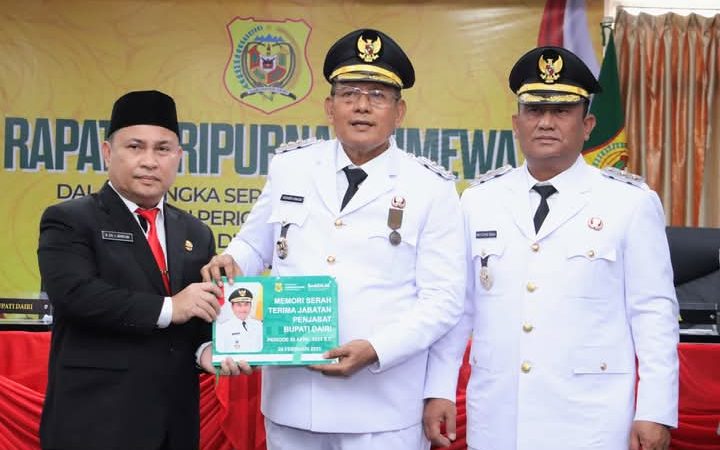 Serah Terima Jabatan, Bupati Dairi Sampaikan Pidato Perdana Pada Rapat Paripurna Istimewa DPRD