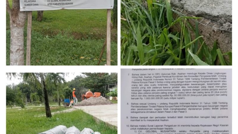 Proyek Total Los Jalan Lingkar Dinas Lingkungan Hidup Asahan Berbiaya Rp.998 Juta Dilaporkan di Kejaksaan