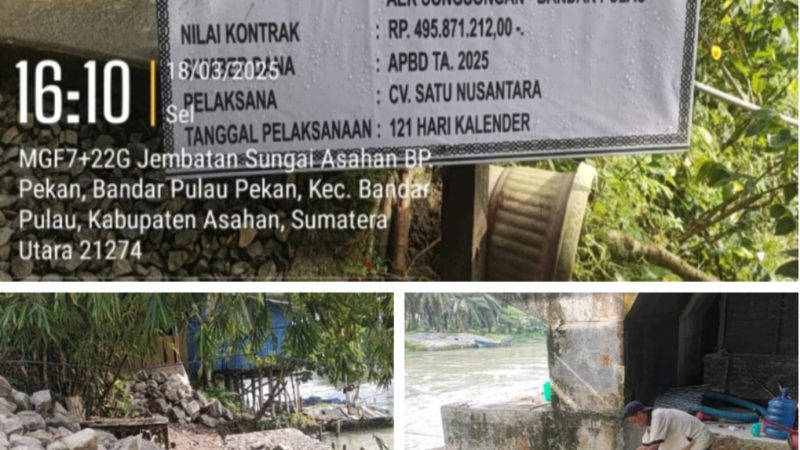 Pembangunan Beronjong di Jembatan Aek Songsongan-Bandar Pulau Berbiaya Rp.495 Juta Terkesan Asal Jadi