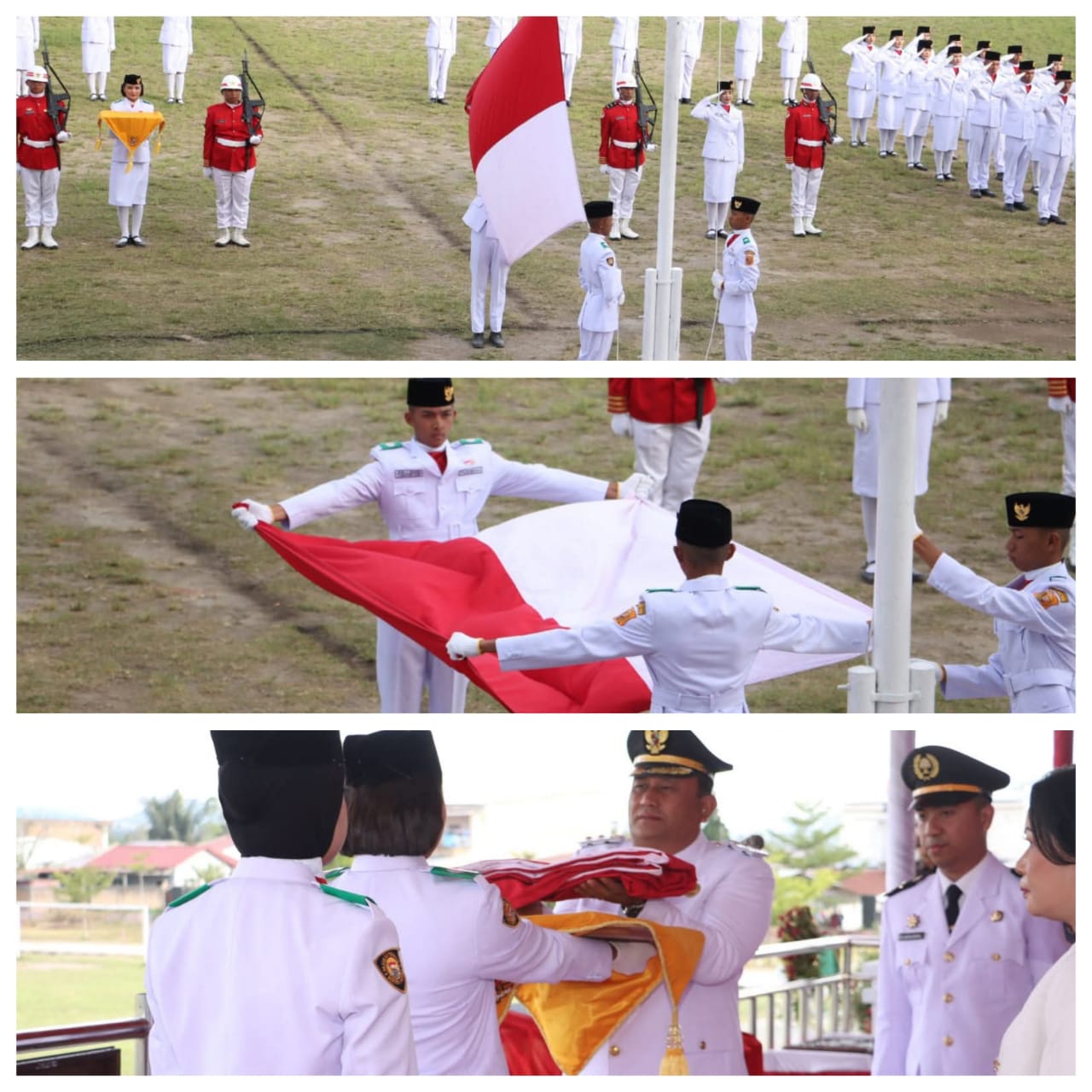 Wabup Dairi Pimpin Upacara Penurunan Bendera, Paskibraka Sukses Jalankan Tugas Dengan Sempurna