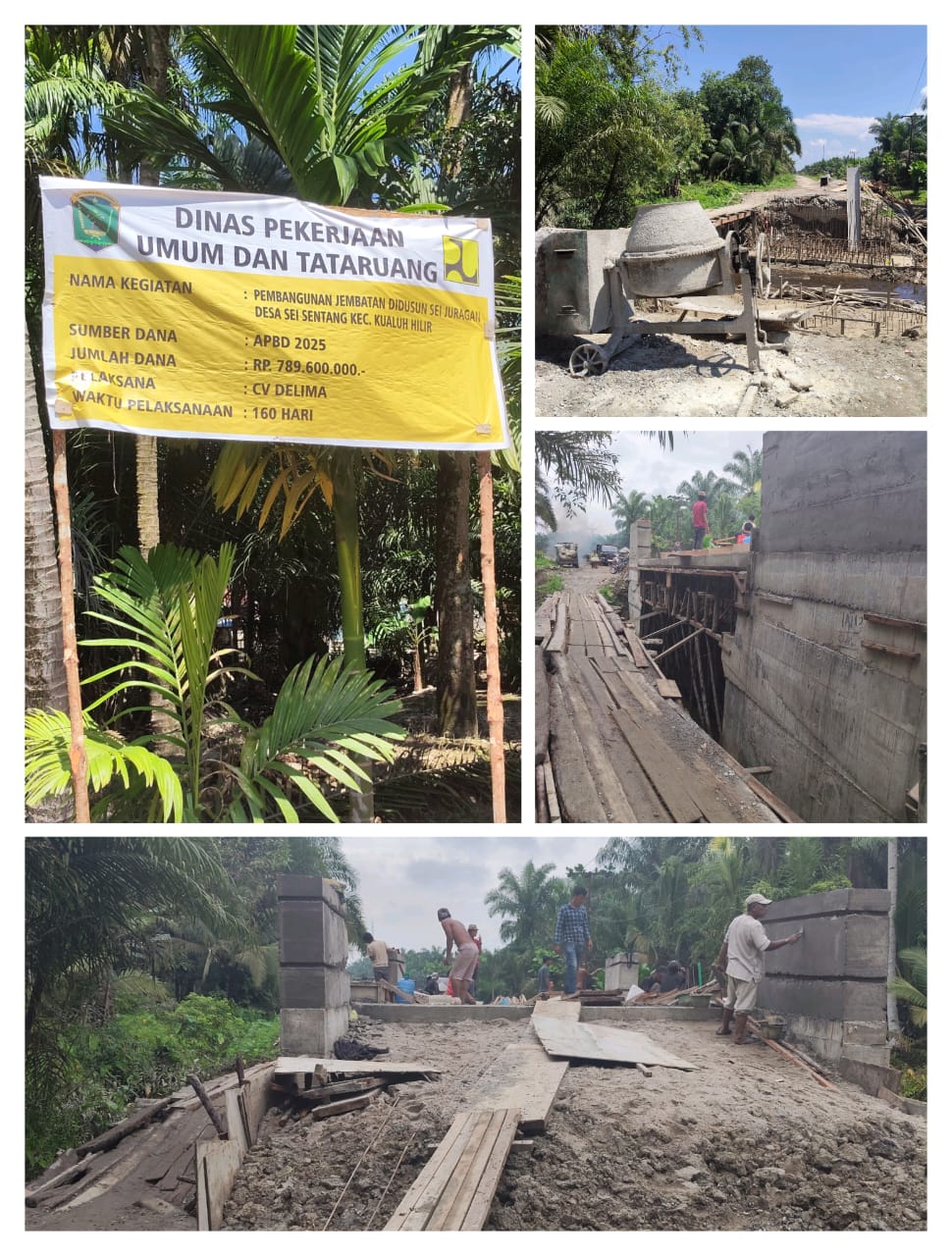 Masyarakat Petani Sawit Kecewa, Proyek Jembatan Sei Juragan Senilai Rp.789 Juta Tak Selesai Dikerjakan dan Terkesan Amburadul