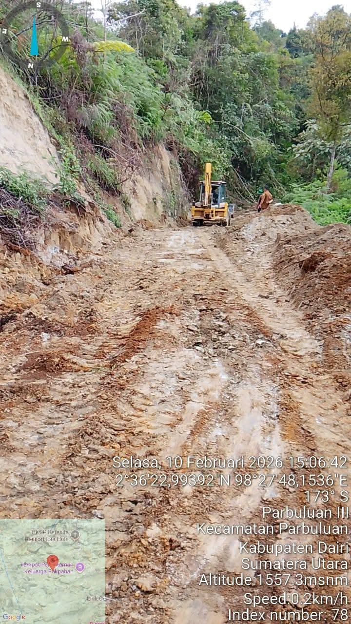 Pemkab Dairi gerak cepat Tangani Jalan Amblas Di Dusun Lumban Horas Desa Parbuluan III