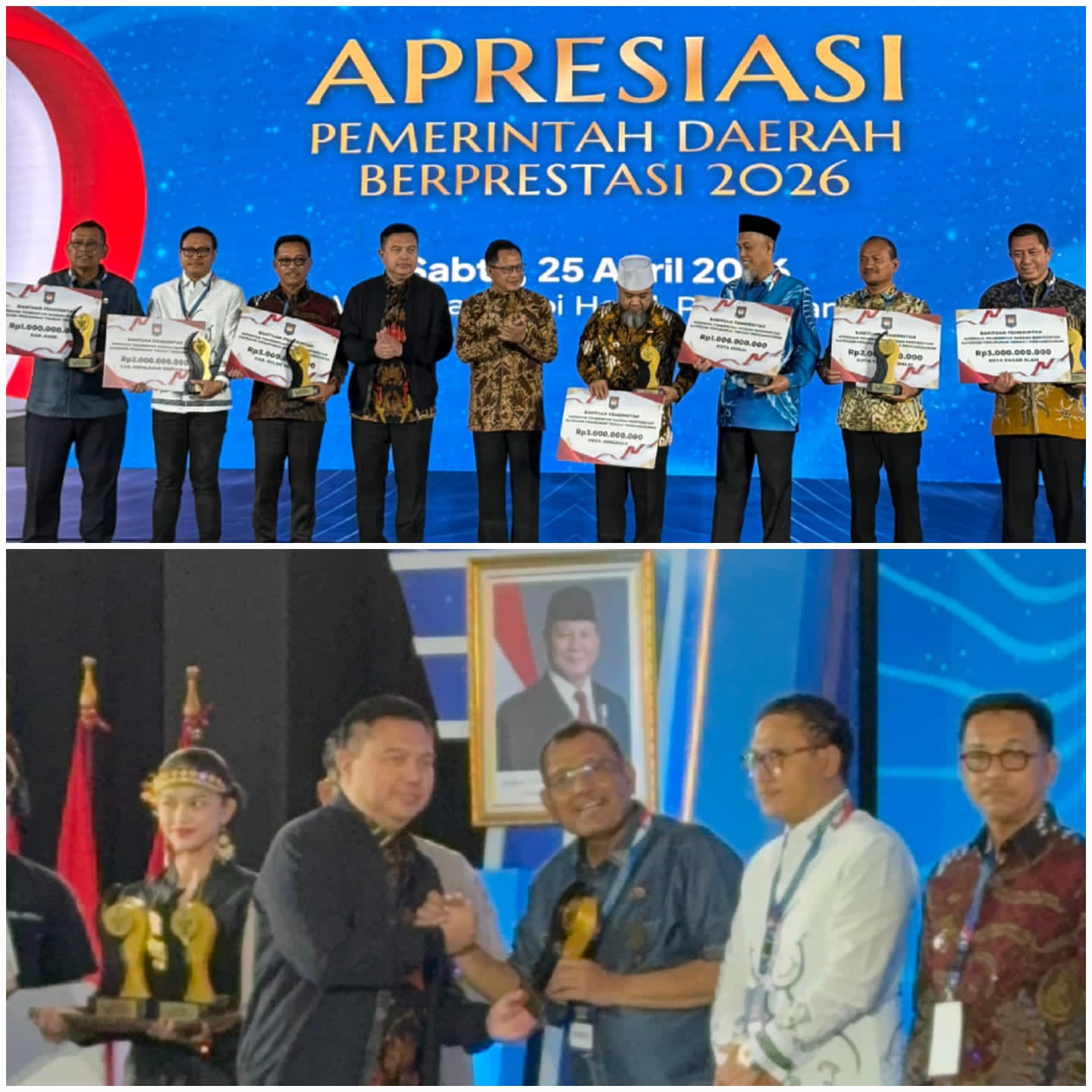 Bupati Dairi Vickner Sinaga Raih Penghargaan Dari Kemendagri, Pemkab Dairi Bawa Pulan Insentif 1Miliar