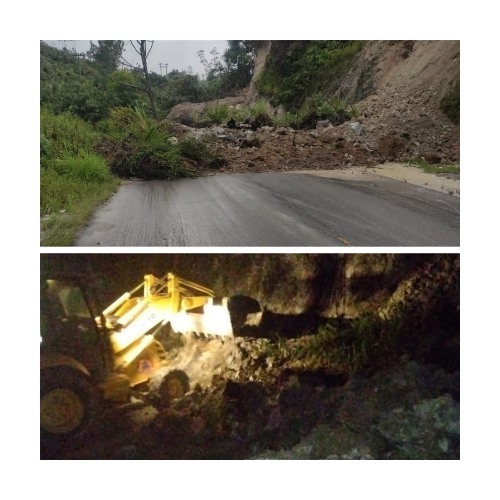 Bupati Intuksikan Langsung , BPBD Dairi Tuntaskan Longsor di Jalur Nasional Menuju Tele