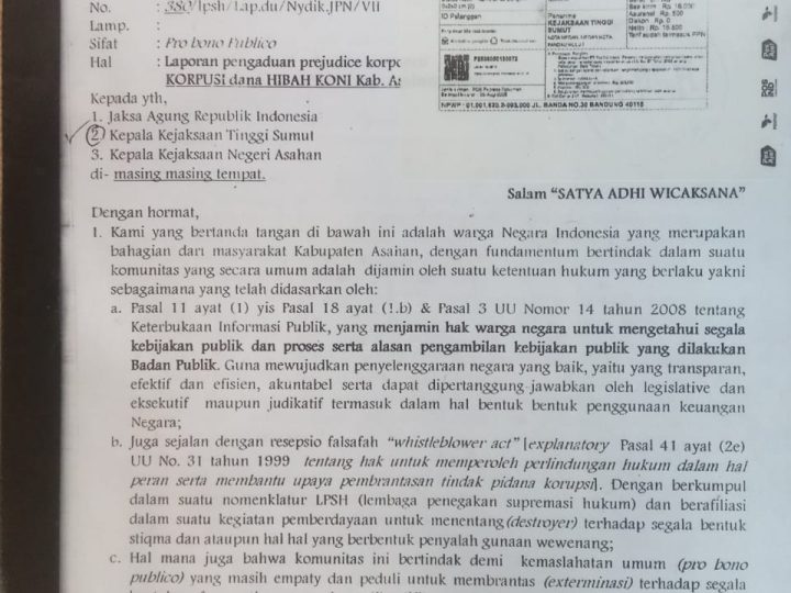“PR” Kajati dan Aspidsus Sumut Baru, Skandal Dugaan Korupsi Dana Hibah KONI Asahan Senilai Rp.52,5 Miliar Harus Dibongkar