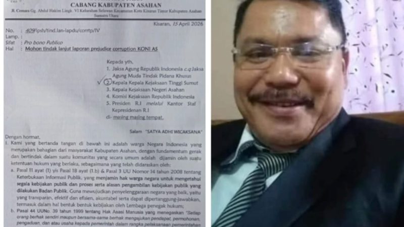 Tujuh Tahun Berturut-Turut Terima Dana Hibah Dengan Total Rp.52,5 Miliar, Kejatisu Didesak Periksa Ketua dan Bendahara KONI Terkait Soal Dugaan Korupsi