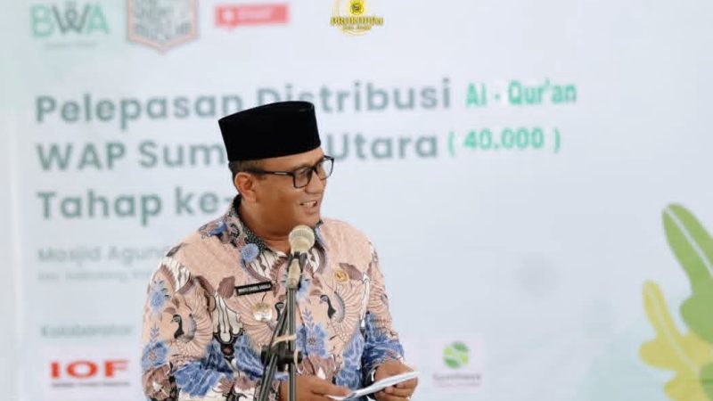 Wakil Bupati Dairi Hadiri Pelepasan Distribusi 40 Ribu Al-Qur’an Wakaf Sumut Tahap IV