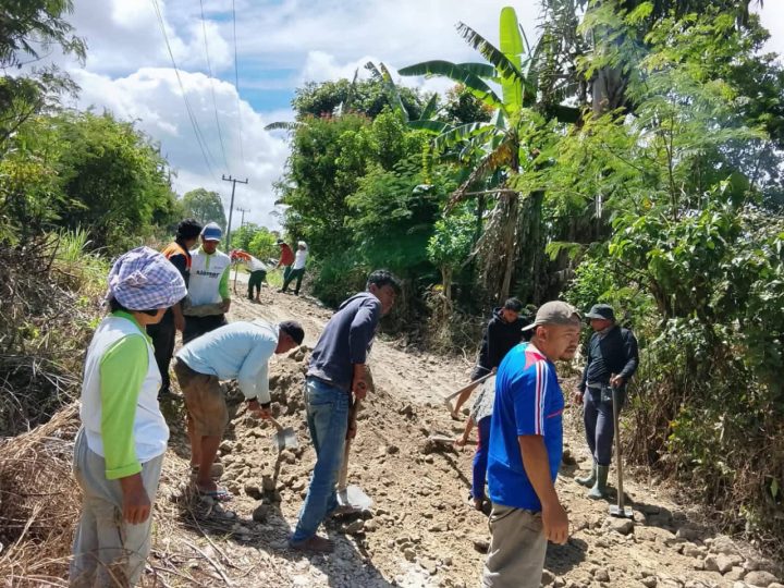Camat Sumbul Bersama Masyarakat Melakukan Gotong Royong Perbaiki Infrastruktur di Pegagan Julu V