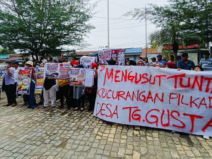 Gawat !!! Aksi Unjuk Rasa Warnai Polemik Pilkades Tanjung Gusta, Masyarakat Ajukan 7 Tuntutan