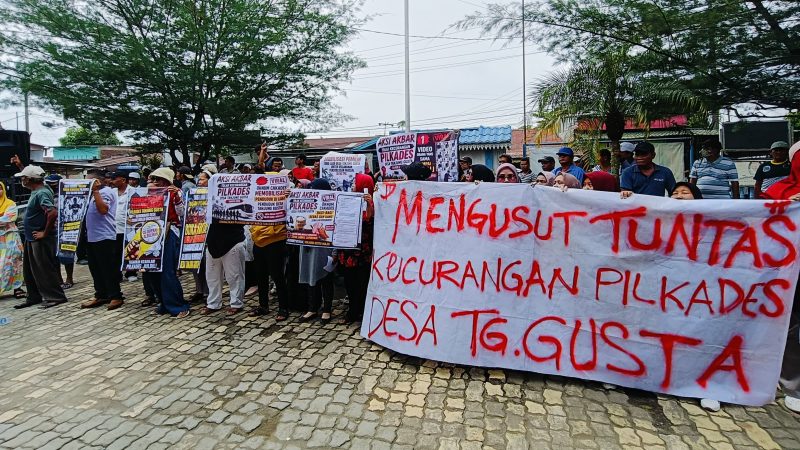 Gawat !!! Aksi Unjuk Rasa Warnai Polemik Pilkades Tanjung Gusta, Masyarakat Ajukan 7 Tuntutan