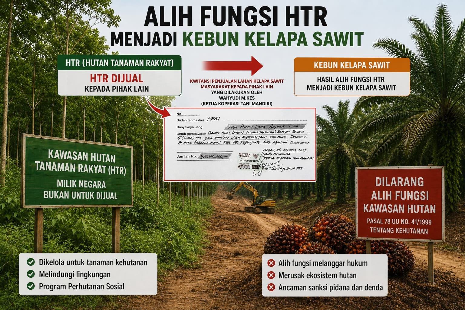 Diduga Kwitansi Pembayaran Menjadi Bukti Transaksi Illegal Dalam Pemindahtanganan Pengelolaan HTR Koperasi Tani Mandiri