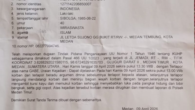 Berkas Laporan Korban Tindak Pidana “Diduga” Mengendap di Polsek Medan Timur Polrestabes Medan