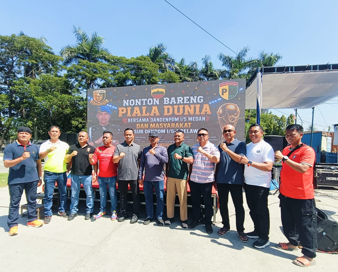 Satukan Semangat, Dandenpom 1/5 Medan Nobar Piala Dunia Bersama Stakeholder