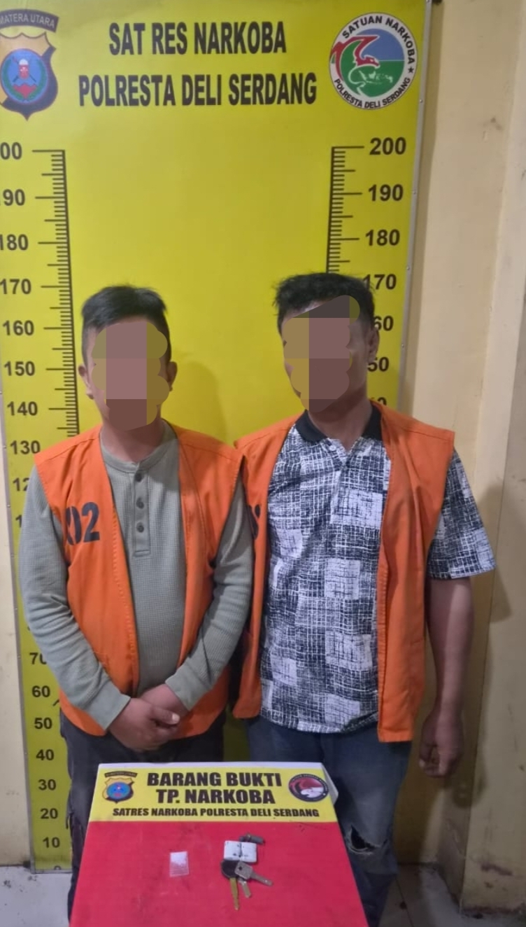 *Simpan Shabu di Kantong Celana, 2 Warga Sergai Ditangkap Sat Narkoba Polresta Deli Serdang,*
